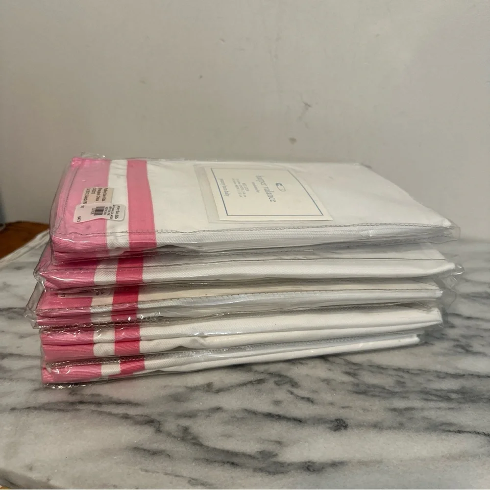 Pottery Barn Baby Harper Valance in White and pink lot of 5 NIP NEW